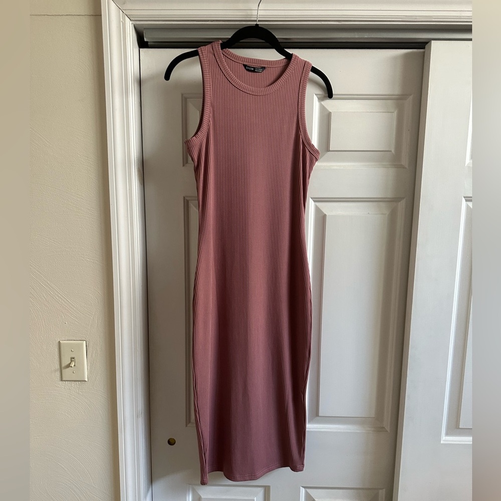 Shein Sleeveless Ribbed Dress in Pink